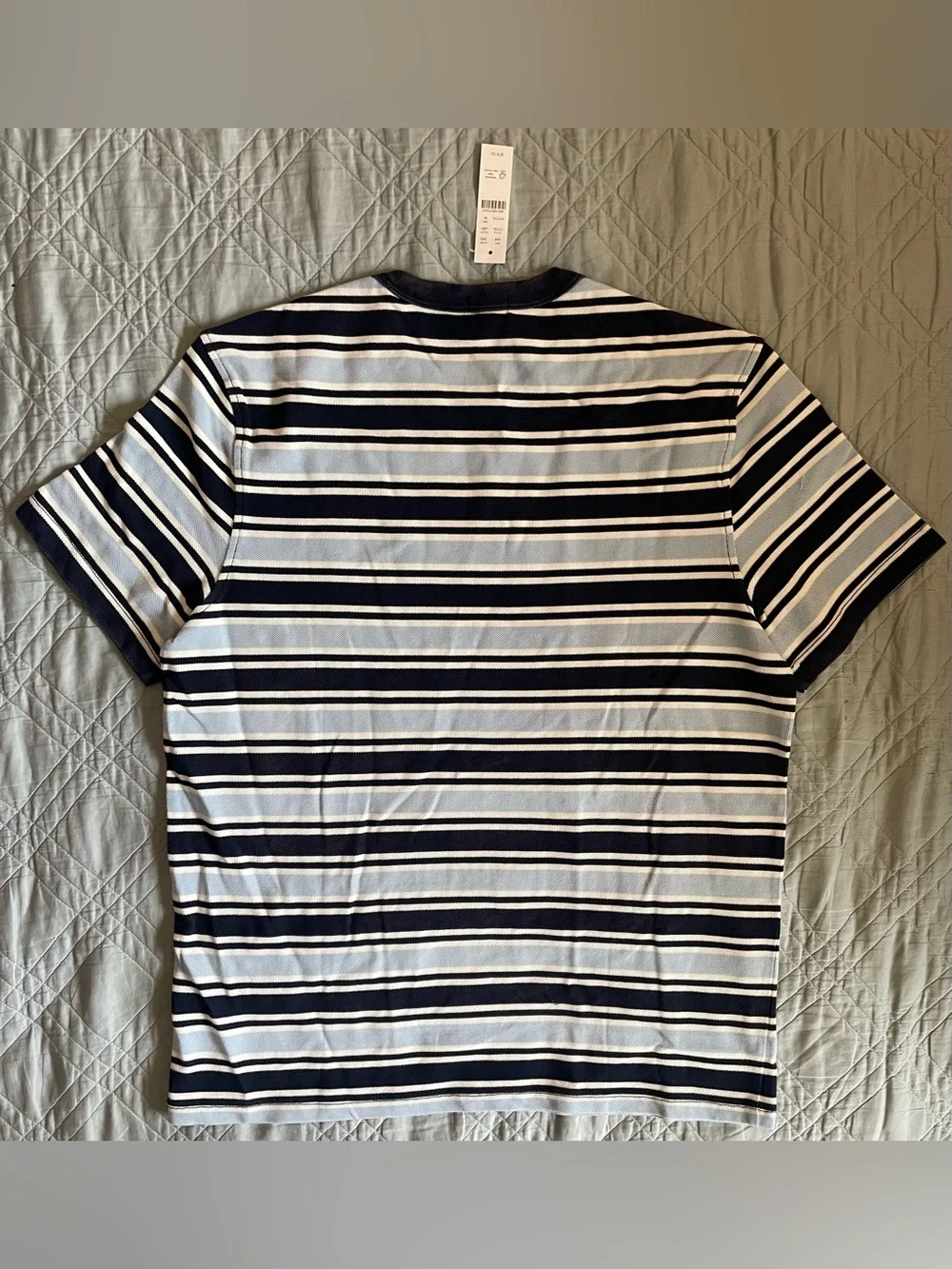 J. CREW Washed piqué T-shirt in stripe in Blue (Multi) Size M NWD $79.50 CT742